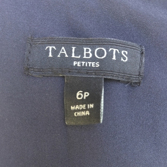 Talbots Blue & White Gingham Floral Fit N Flare Style Midi Length Dress Size 6P - Picture 9 of 10